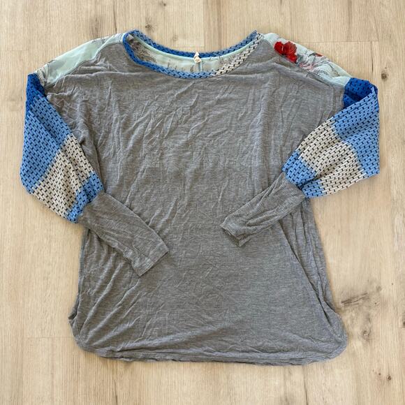 Anthropologie TINY Raye Floral Print Contrast Bishop Sleeve Top Size XL - Picture 2 of 6